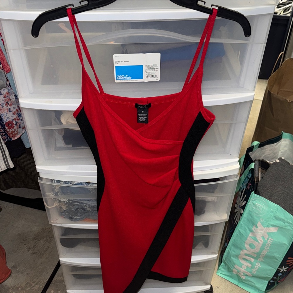 Rue21 Red and Black Asymmetrical Dress